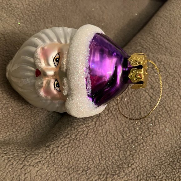 SET OF 4 GLASS CHRISTMAS SANTA CLAUS ORNAMENTS - Picture 12 of 13